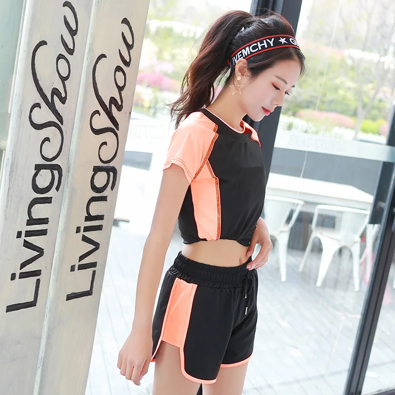 

Spring Summer New Style Yoga Clothes Suit WOMEN'S Short Sleeved Gym Sports Running Quick Drying Clothes Loose-Fit Shorts Large S