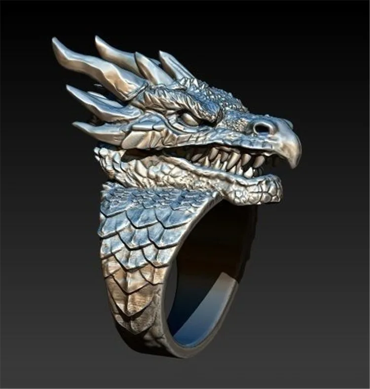 Milangirl Vintage Punk Gothic Ring Dragon Ring Moda Uomo Dragon Man Ring Jewelry