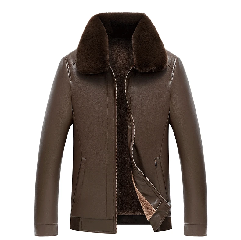 

Men's Fashion Casual Leather Jacket Cotton Stand Collar Coat Leather Jacket Winter Coat Men's Faux Fur Coats Pu Leather Jackets
