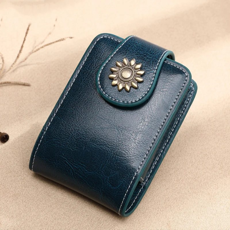 Navy blue Портативная косметичка для помады, зеркальный косметический пакет, дорожная сумка для хранения, портативная косметичка из искусственной кожи, маленькая коробка для хранения - Цвет: Navy blue