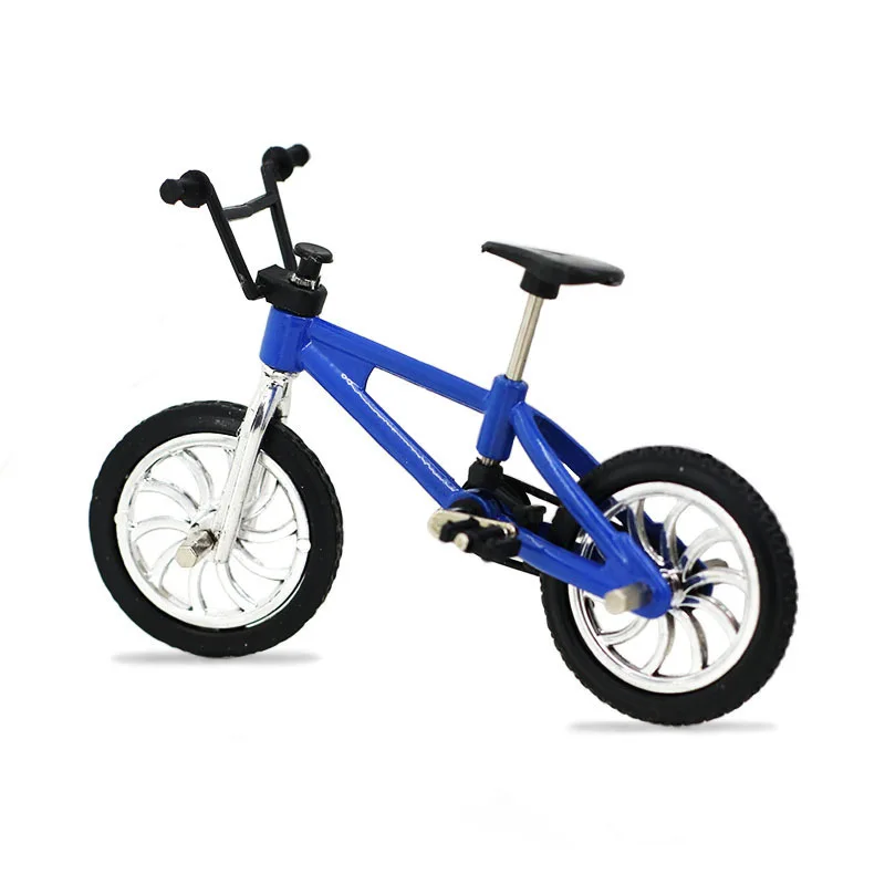 2/4pcs Baby Boy Toys Finger Skateboards Bicycle With Brake Rope Blue Simulation Alloy Finger Bike Toys For Children Gift Mini Si