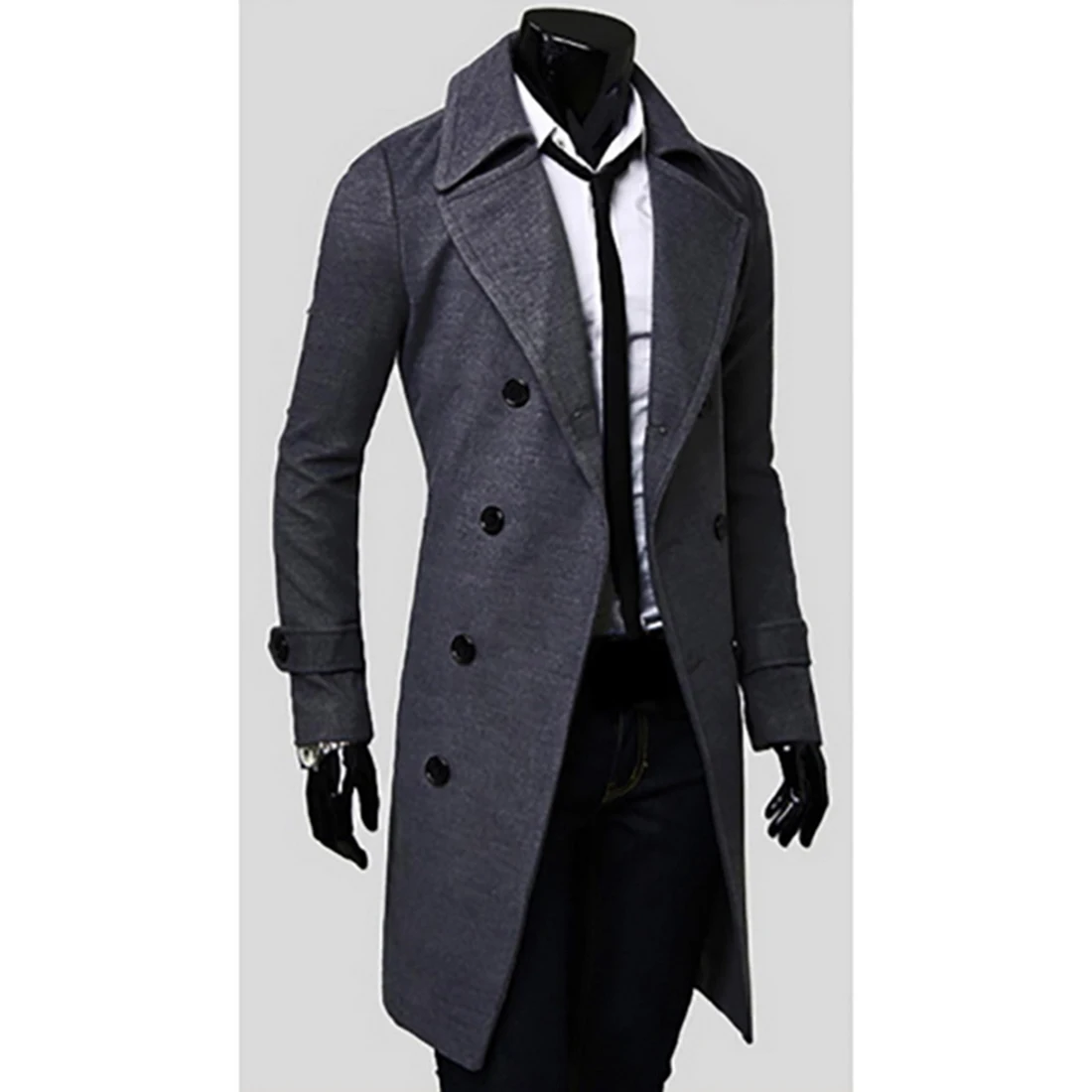 Длинное мужское зимнее теплое пальто, повседневный флисовый Тренч, Мужская плотная одежда, Тренч, куртка, Мужская одежда, приталенная, Abrigo Hombre