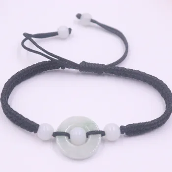 

Real Natural Jade Jadeite Bracelet Lucky Round Beads For Women And Men Baby Weave Lucky Bracelet 6.3''L