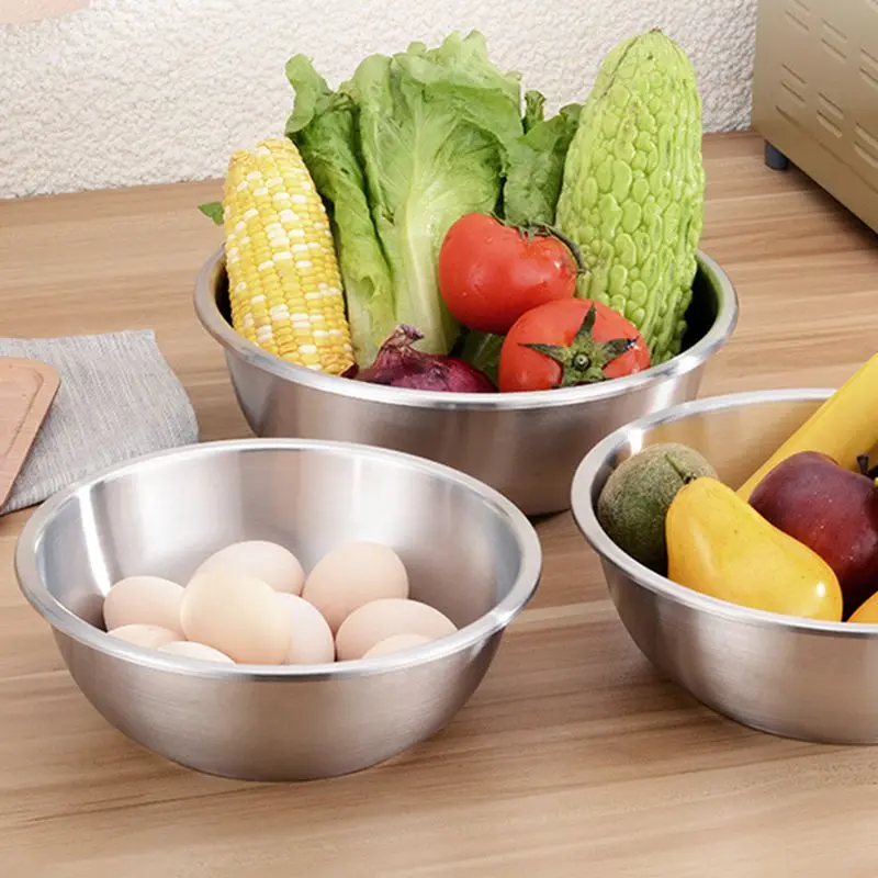 Stainless Steel Mixing Bowl Set Lids  304 Stainless Steel Salad Bowls Set  - 18-32cm - Aliexpress