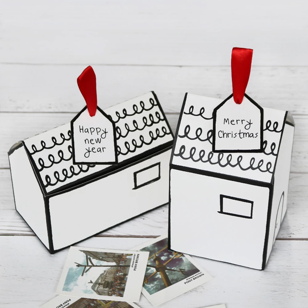 

12pcs/lot Paper Craft Gift Boxes White House Shape Gift Package Cake Candy Box Wedding Favors and Gifts Box Party Supply