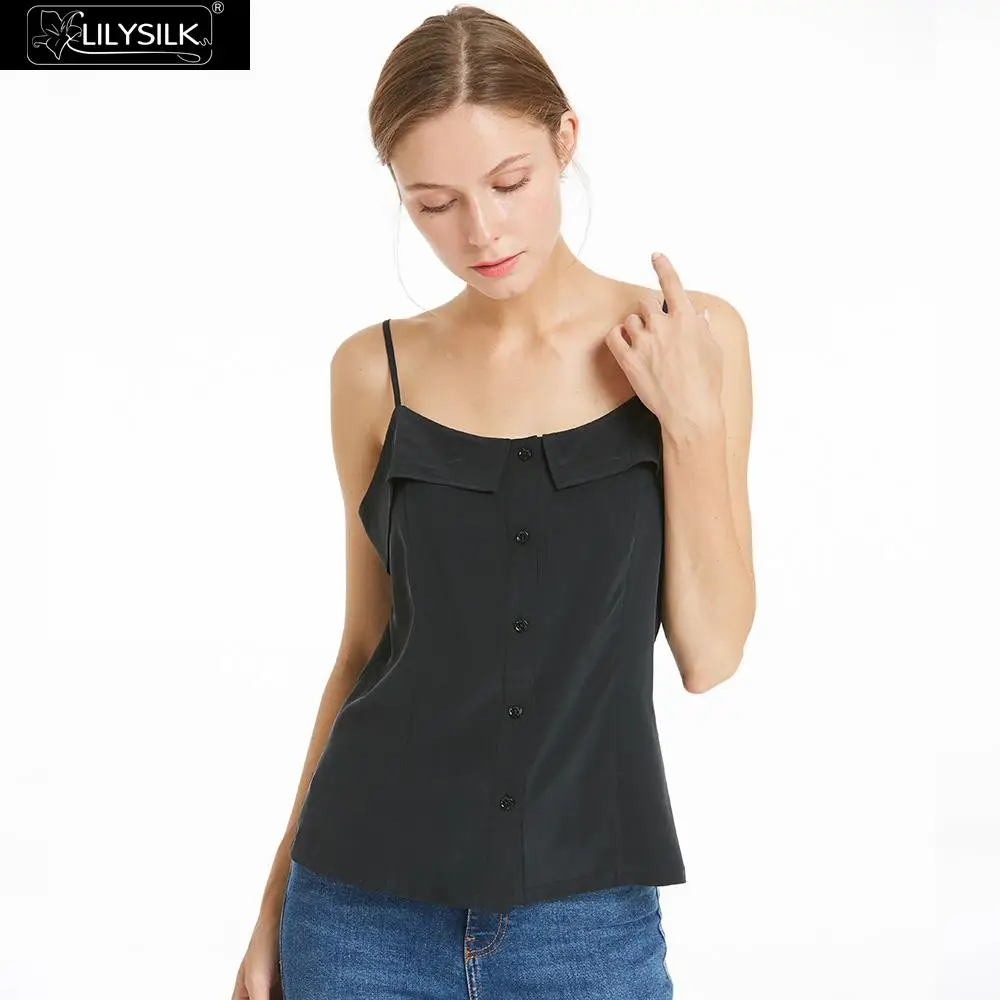 LilySilk Camisole Топ для женщин Шелковый женский Распродажа - Цвет: Black
