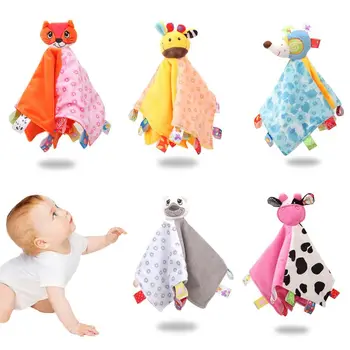 

Newborn Appease Towel with Rattle Comforter Baby Soothing Handkerchief Blanket P31B