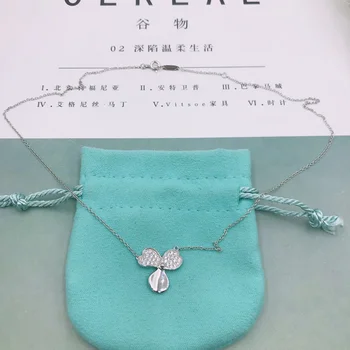 

SHINETUNG 1: 1 High Quality Flower Necklace Sterling silver Women Logo Fine Original Model Western Style Jewelry Holiday Gift