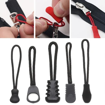 5 pcs Zipper Pull Puller End Fit Rope Tag Fixer Zip Cord Tab Travel Bag Suitcase Tent Backpack Broken Buckle Replacement Clip