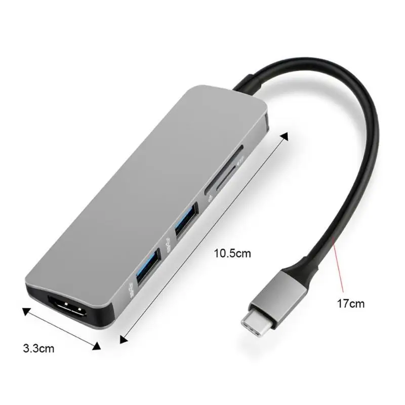 VODOOL Прочный 5 в 1 TYPE-C концентратор к USB3.0 HDMI TF карта умелое Производство Портативный адаптер карты памяти для ноутбука Macbook