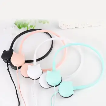 

3.5mm Cute Cat Colored Stereo Wired Headphones Headset Earphones for Samsung Xiaomi mp3 Kids Student Birthday Gifts Retail box