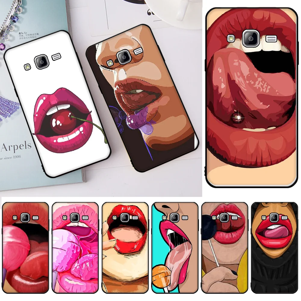

Painting style sexy lips Soft Silicone Black Phone Case For Samsung J2 Prime J2 Pro J4 J4Plus J415 j6 J6 Prime J7 Plus J7 2018