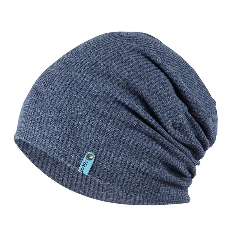 INDJXND Новая женская и мужская шапка плюс акриловая зимняя шапка для моды теплая шапочка 6 цветов спортивные зимние шапки мягкие Skullies& Beanie - Цвет: M211 Navy Blue