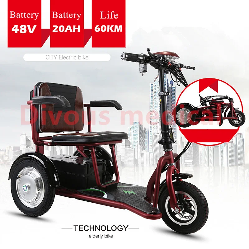 Double Motor Electric Scooter 3 Wheel 48V 700W Lightweight Foldable Mobility Scooter for Elderly 6