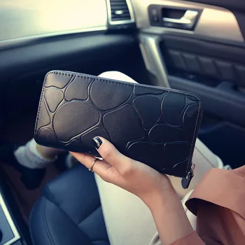 

2020 New Mobile Phone Bag Women's Long Wallet Large Stone Embossed Fashion Zipper Handle