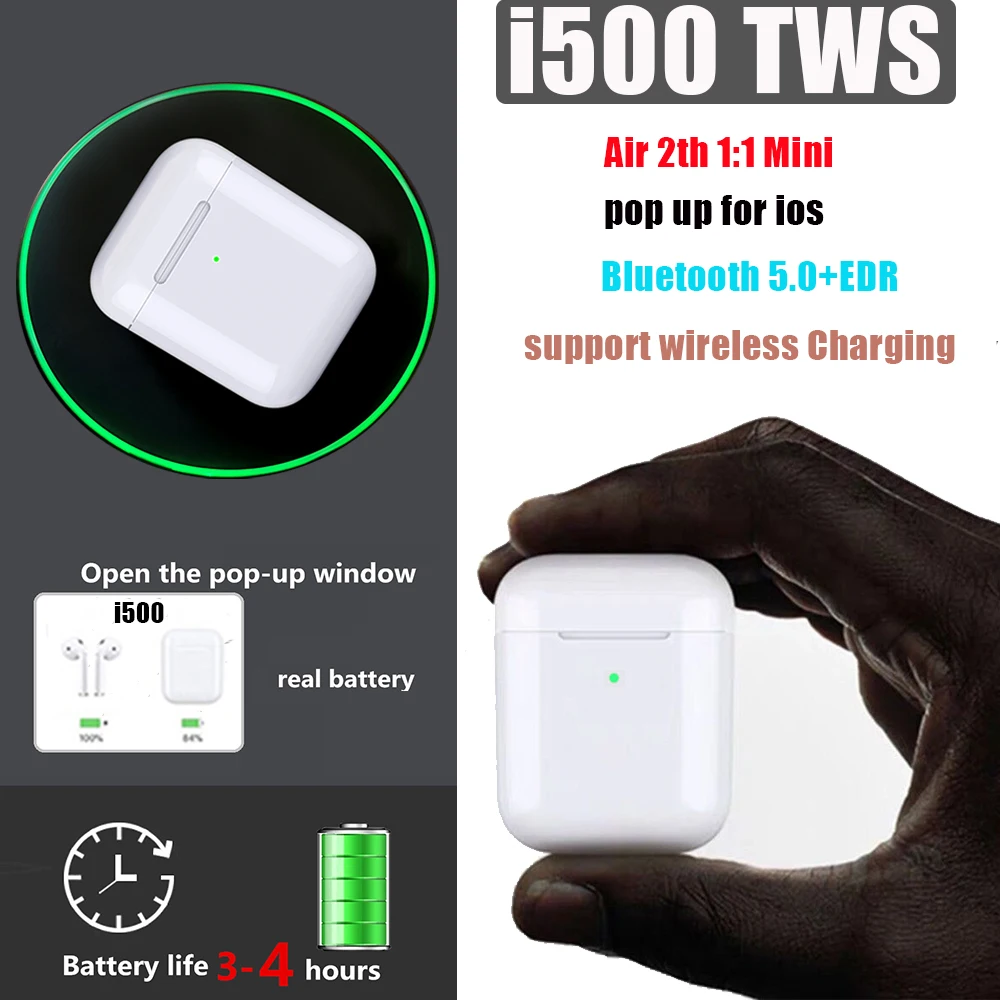 I500 TWS 1:1 Bluetooth наушники Беспроводная гарнитура i500 TWS в уши Обнаружение шума снижение стерео объемный звук 11,19