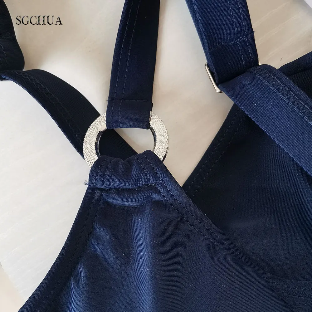 Новинка Однотонный женский слитный купальник SGCHUA черный синий красный пляжный