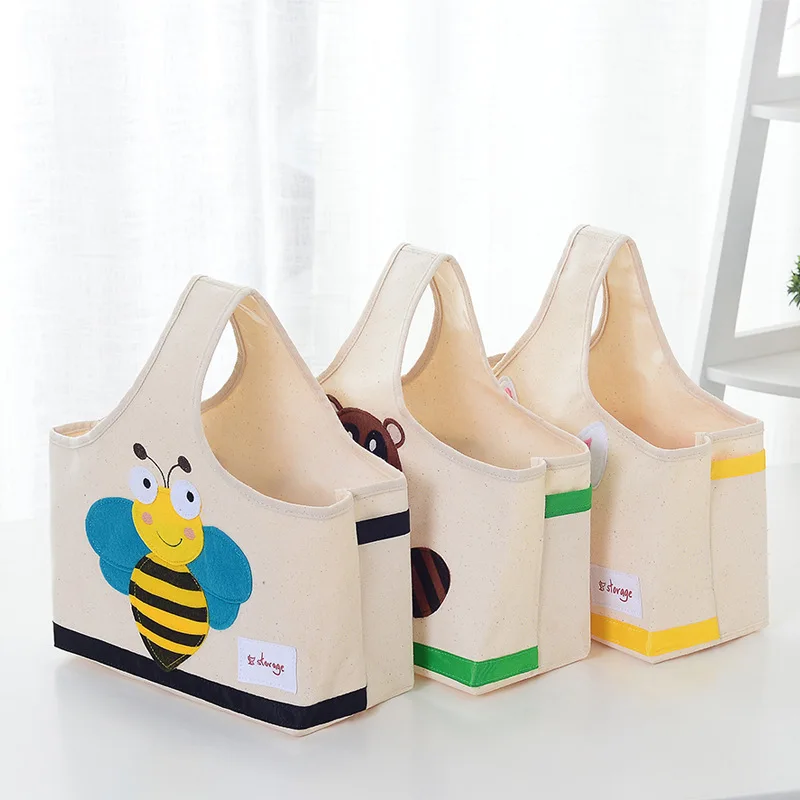 Cute Cartoon Storage Basket Folding Travel Bag Baby Shower Diapers Caddy Storage Box For Toys Organizer Basket For Nursery