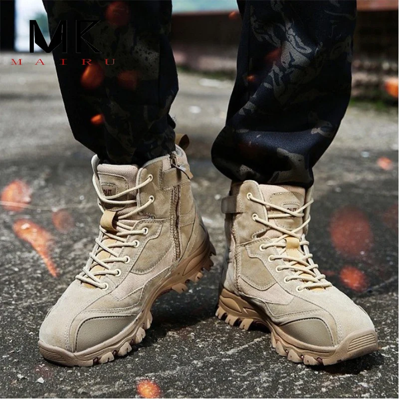 

Men's Military boot Combat Mens Chukka Ankle Boot Tactical Big Size Army Boot Male Shoes Safety Motocycle Boots