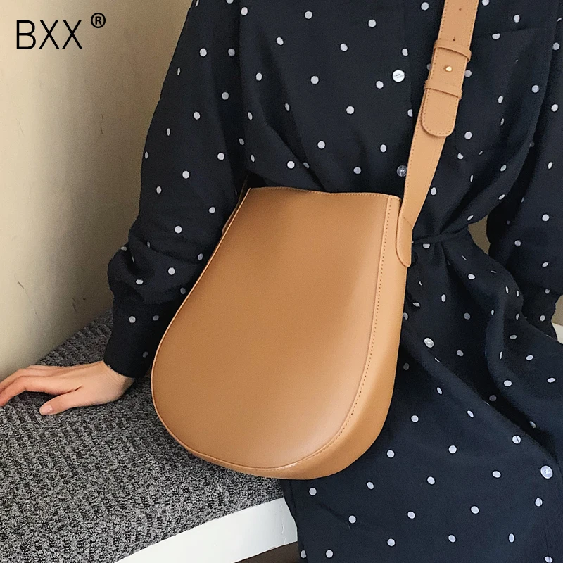 

[BXX] Women Solid Color PU Leather Crossbody Bucket Bags For Women 2020 Simple Female Shoulder Messenger Bag Lady Handbags HK117