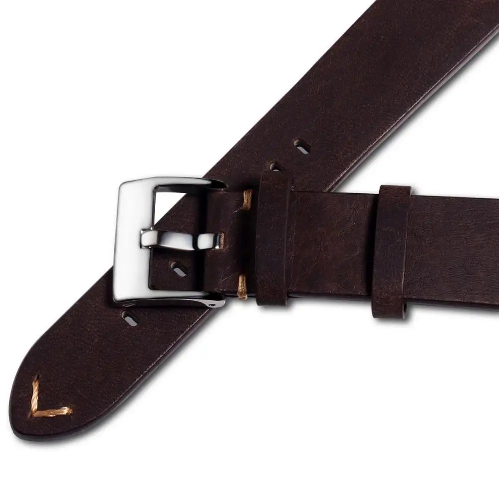 Hemsut Quick Release кожаный ремешок для часов ручной работы винтажный коричневый кожаный ремешок 18 мм 20 мм 22 мм
