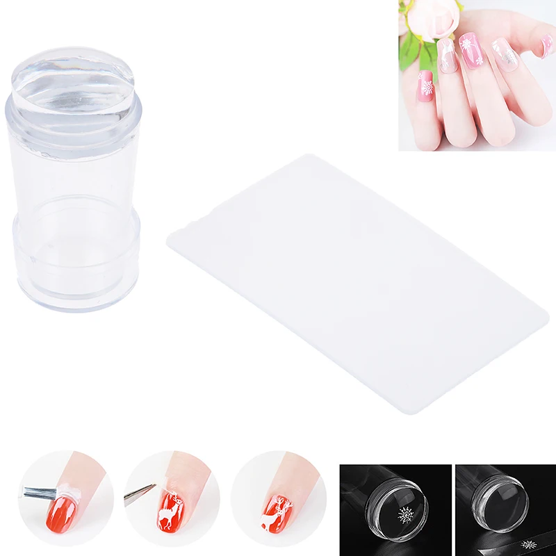 Nail Art шаблоны Stamper чистые прозрачные силиконовые пластины для штамповки ногтей скребок с крышкой прозрачный штамп для ногтей