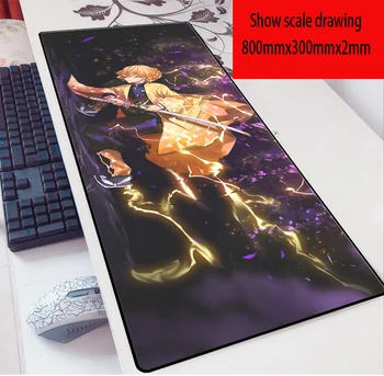 

900x400x2mm Demon Slayer Pad Mouse Computer Gamer Mouse Pad Padmouse Agatsuma Zenitsu Mousepad Ergonomic Gadget Office Desk Mats