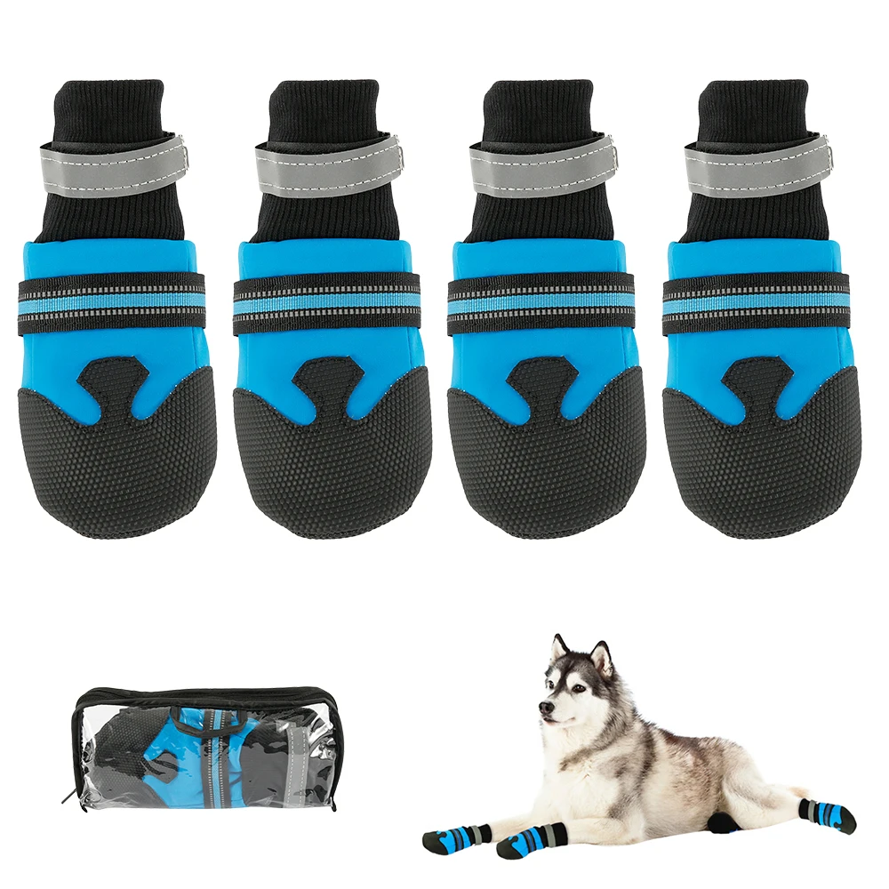 4 шт. водонепроницаемая зимняя обувь для собак противоскользящие зимние ботинки