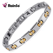 Rainso Магнитная Терапия браслет титан металл с кристаллами посеребренные 3 Smart украшения в виде пряжки браслеты для женщин