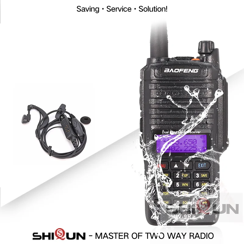 Baofeng UV-9R Plus IP67 Waterproof Dual Band 136-174/400-520MHz Ham Radio 10KM Baofeng 8W Walkie Talkie 10 KM UV 9R UV-82 UV-XR - Цвет: Add Headset