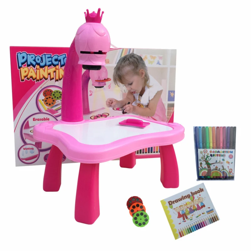 

New Painting Toy Fun Learning Desk Set Multi-Function Kids Electric Projector Lamp Children Educational Development Drawing Toy