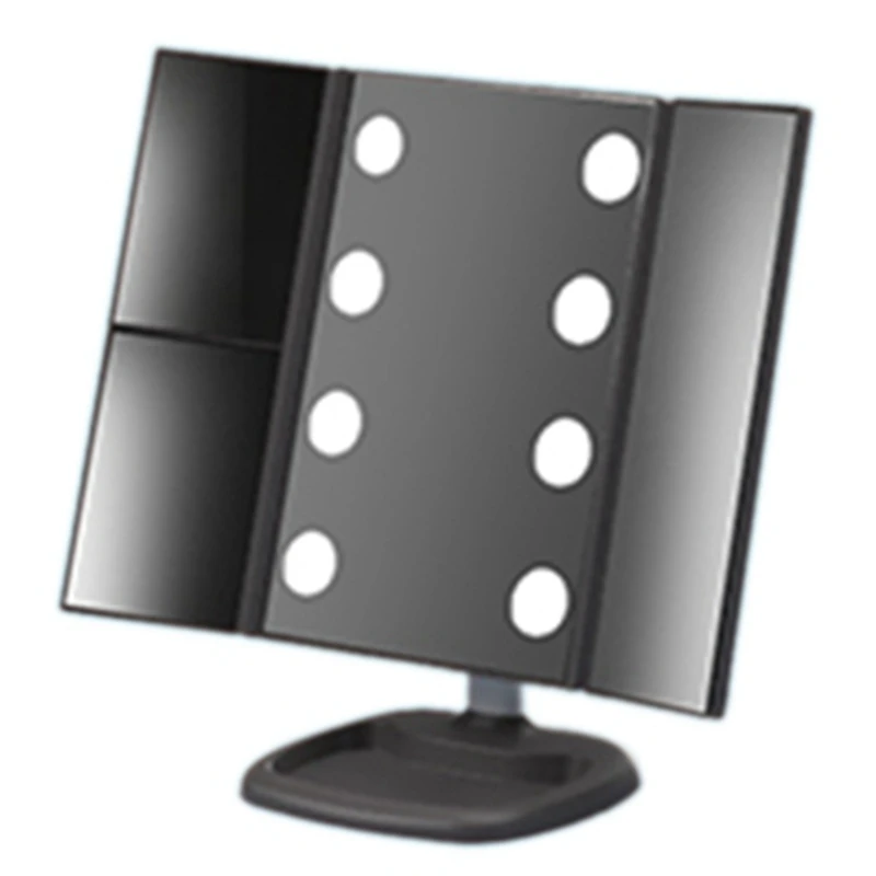 

Adjustable LED Mirror Professional Makeup Mirror Large 8 LED Light Press Sensor 2X3X Zoom Portable Three-Sided Folding
