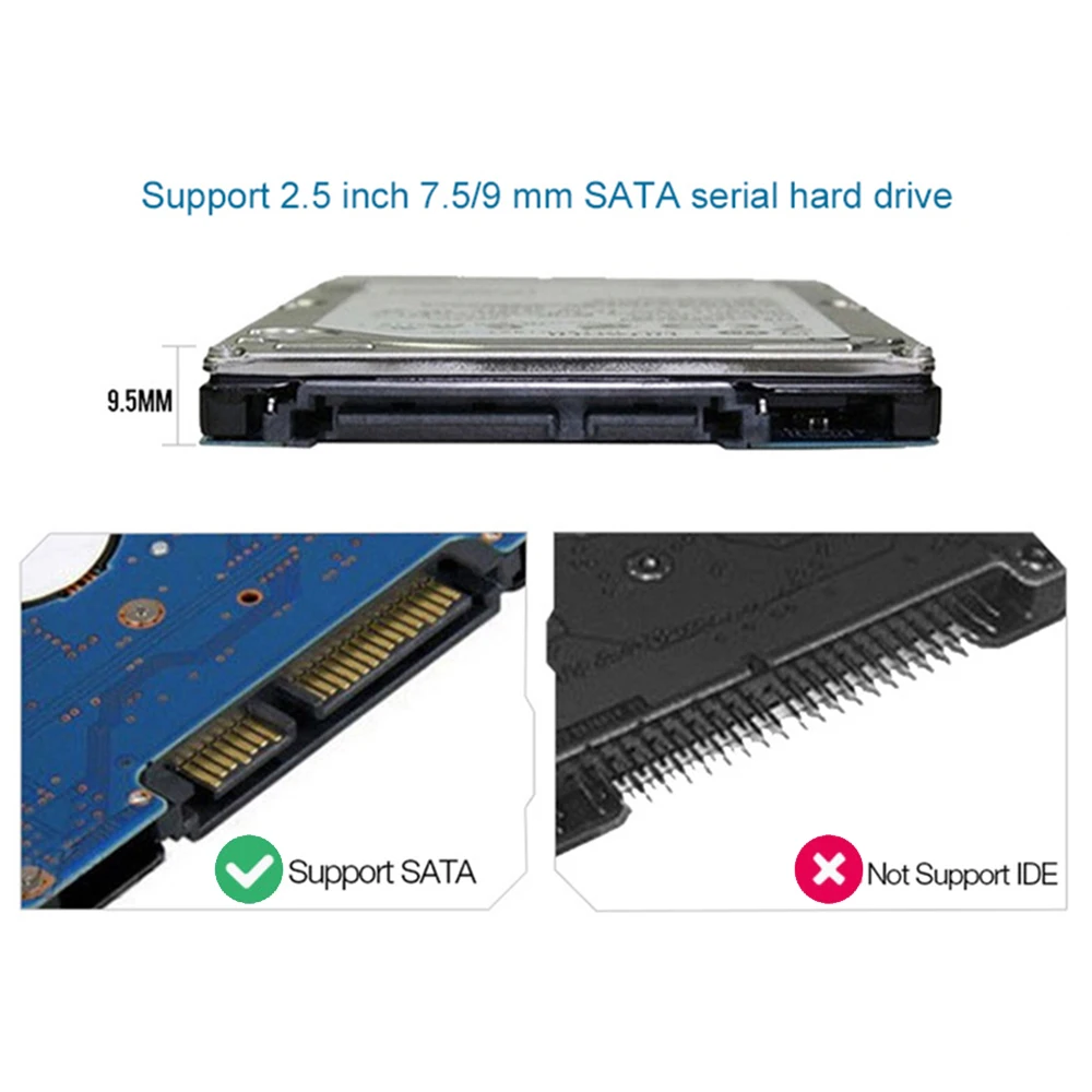 MUCAI 2.5 Inch HDD Case SATA 3.0 to USB 3.0 USB 2.0 5 Gbps 6TB HDD SSD Enclosure Support UASP HD External Hard Disk Box