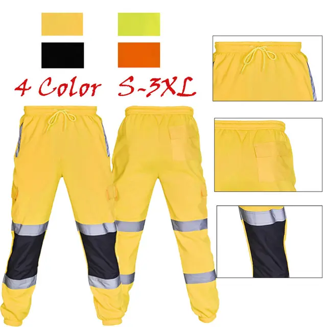 New Men's Fahison Sport Sweat Pants Work Fleece Bottom Joggerms Joggers Yellow Black Orange Fluorescent Green Autumn 4