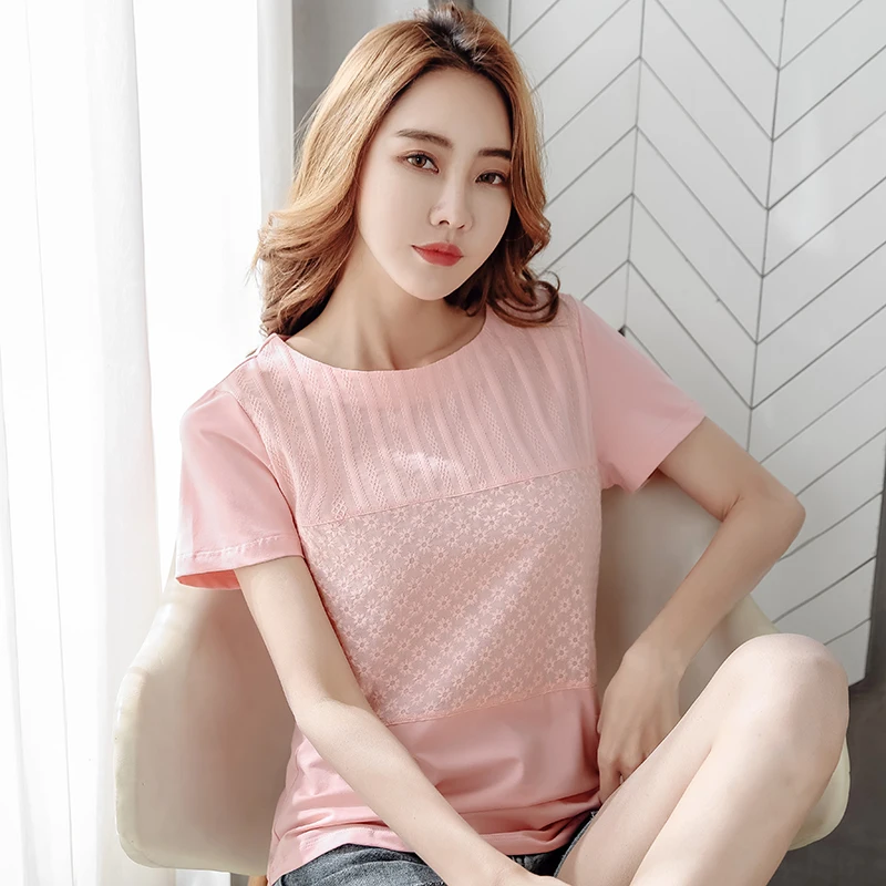 

Korean Cotton Tshirts Women Short Sleeve T-shirt Plus Size Women Solid Print Tops Tees Camisas Mujer Woman Casual Tshirt XXL Top