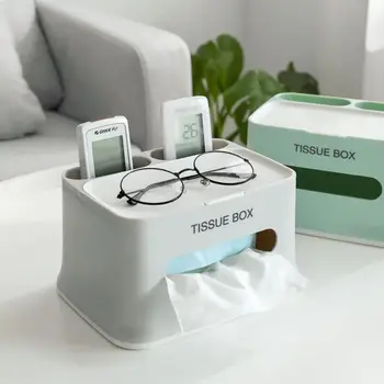 

Multifunctional Compartment Tissue Box Living Room Coffee Table Remote Control Storage Box Home Desktop Roll Paper Tray