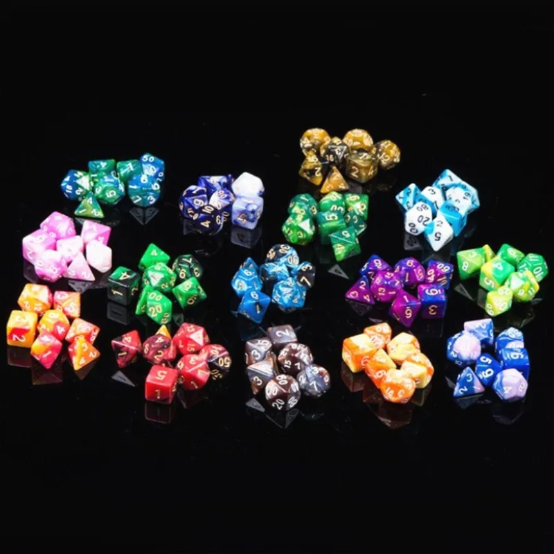 7 шт./компл. смолы многогранные кости d & d4 d6 d8 d10 % d12 d20 для TRPG игры кубик настольной