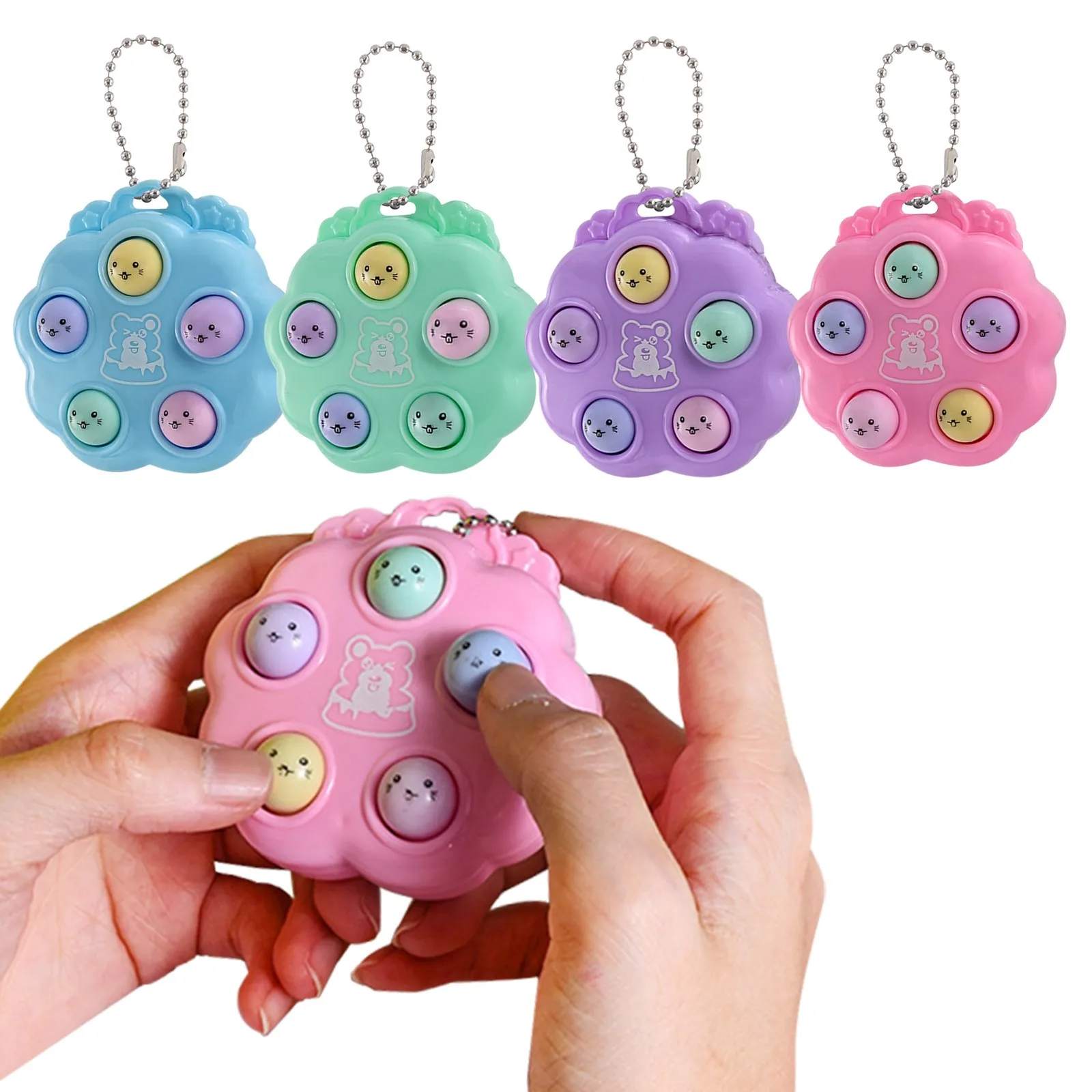 New Kawaii Fidget Toys Whack A Mole Keychain Simple Dimple Fidget Board  Portable Antistress Decompression Toys For Children