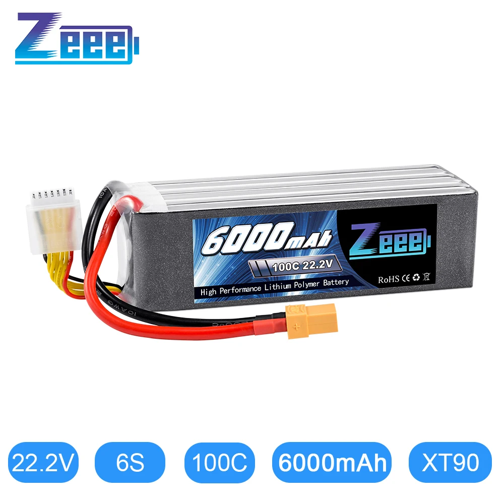 Zeee Lipo батарея 22 2 V 6000mAh 100C XT90 Разъем 6S RC для дрона гоночного FPV вертолета автомобиля