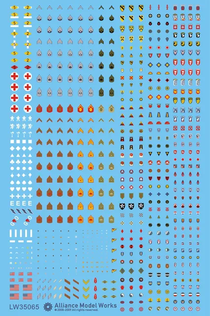 1/35 Details Improvement Kits Decal - WWII US ARMY Insignia Set 1
