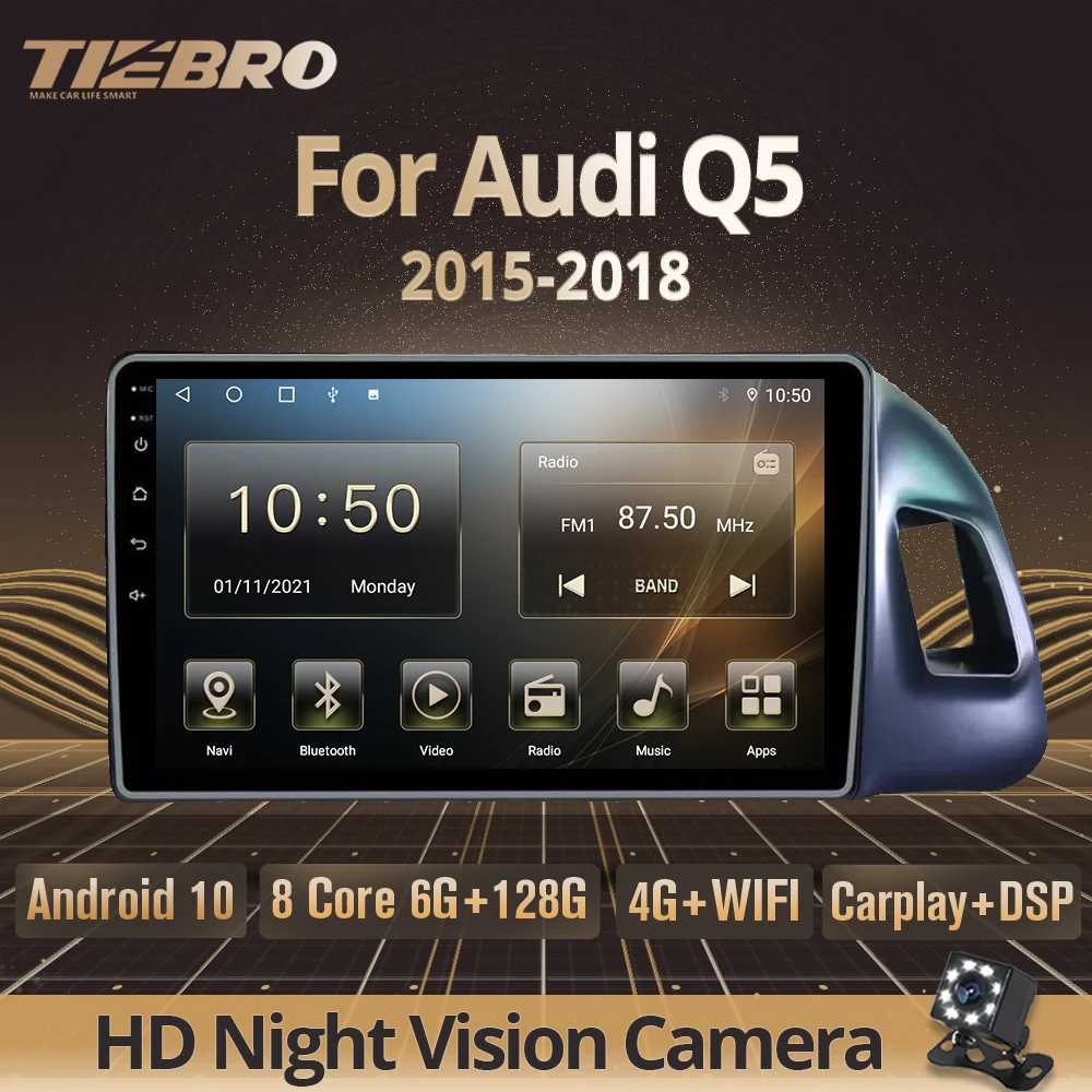 Автомагнитола Tiebro 2DIN Android 10 для Audi Q5 2015-2018 стерео приемник GPS-навигация Авторадио