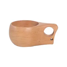 Elm Finnish Style Handmade Wooden Cup With Handle Coffee Cups& Mugs Travel Portable Craft Cup Irregular Shape