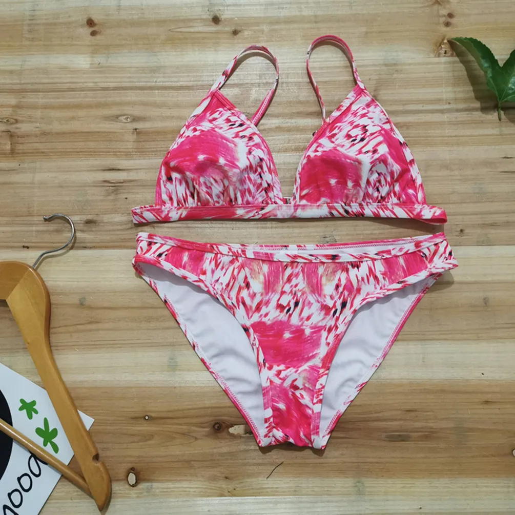 

SWIMLE 2019 New Summer Women Solid Bikini Set Push-up UnPadded Bra Swimsuit Swimwear Triangle Bather Suit Swimming Suitt