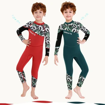 

2.5MM SCR One-piece Wetsuit Swimsuit Kids Long Sleeve Swim Warm Sunscreen Snorkeling Swimsuit Boys student Beach surfing clothes