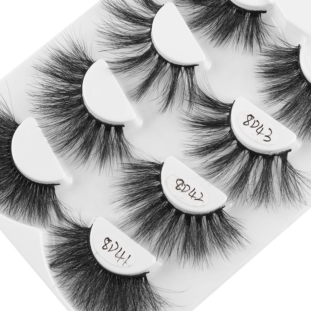 

4Pairs 8D Mink Hair False Eyelashes Mixed Style Soft Natural Thick Long Dramatic Lashes Extension Eye Beauty Makeup Tools 25mm