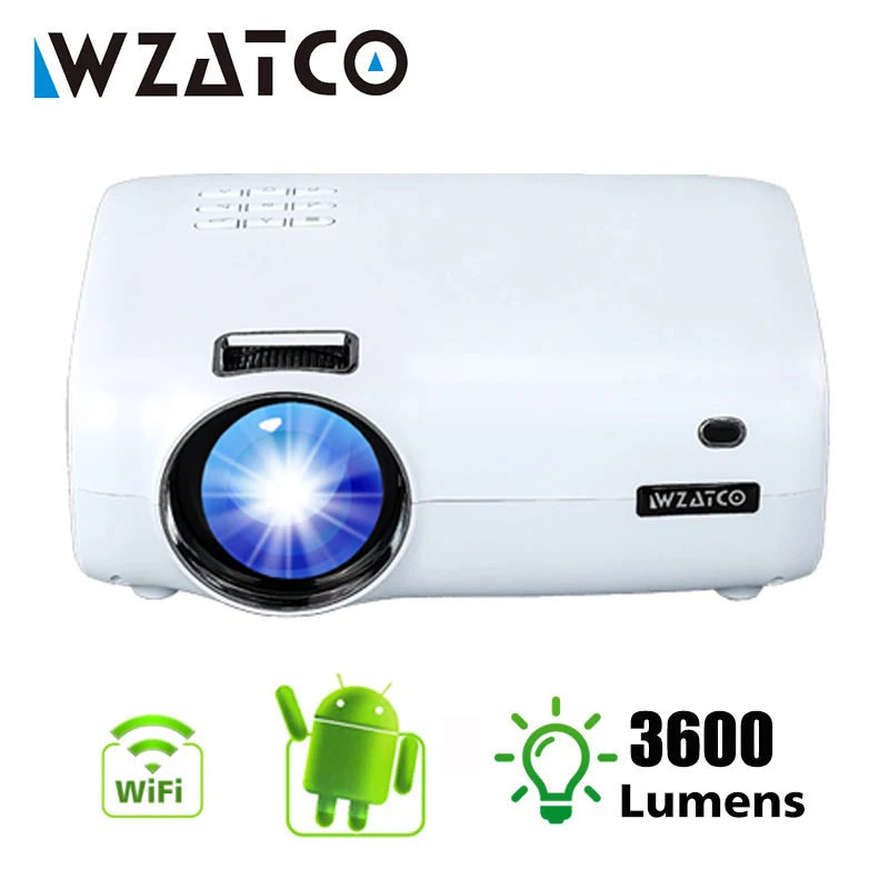 

WZATCO E600 Smart LED Projector Android 10.0 Wifi Support Full HD 1080p 4K Mini Beamer Home Cinema Movie Video Proyector