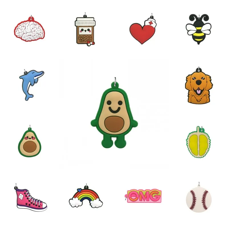 

500 PCS PVC Cartoon Pendant cute anime figure pattern trinket creative accessories Charm Fit Key chains ring Necklace Kids Gift