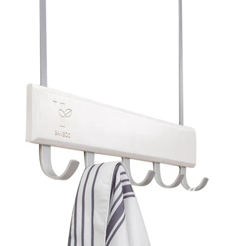 

Over Door Hooks Multifunction Hanging Rack Wooden Coat Hanger Door Hook Rack Wall Hanging Rack for Cloth Pants Hat Towel Punch F