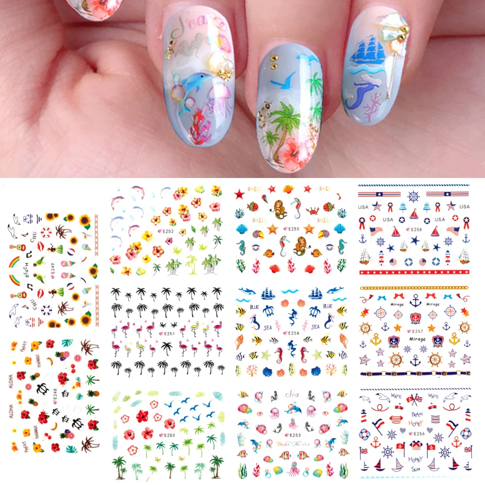 11 шт. стикеры 3D на ногти Nail Art Наклейки под водой море пляж русалка Стиль маникюра