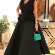 Новое прибытие Погружаясь V шеи слоистый тюль без рукавов ремень длина пола линия платья для выпускного вечера